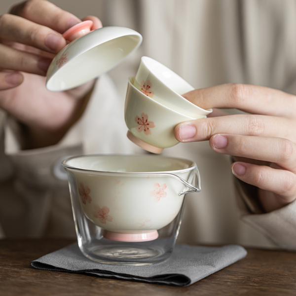 Handcrafted Cherry Blossom Travel Tea Set - Image 2