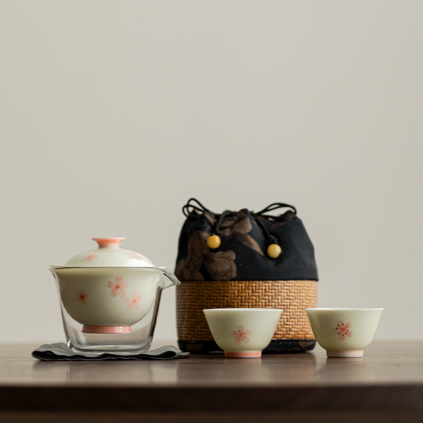 Handcrafted Cherry Blossom Travel Tea Set